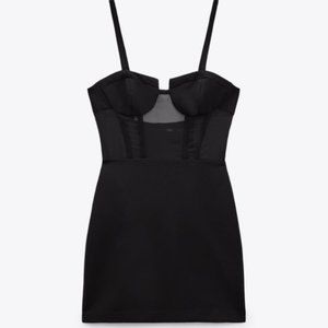 NWT - Black Strappy Corset Dress with Sheer Panel and Stretchy 'Boning'- ZARA